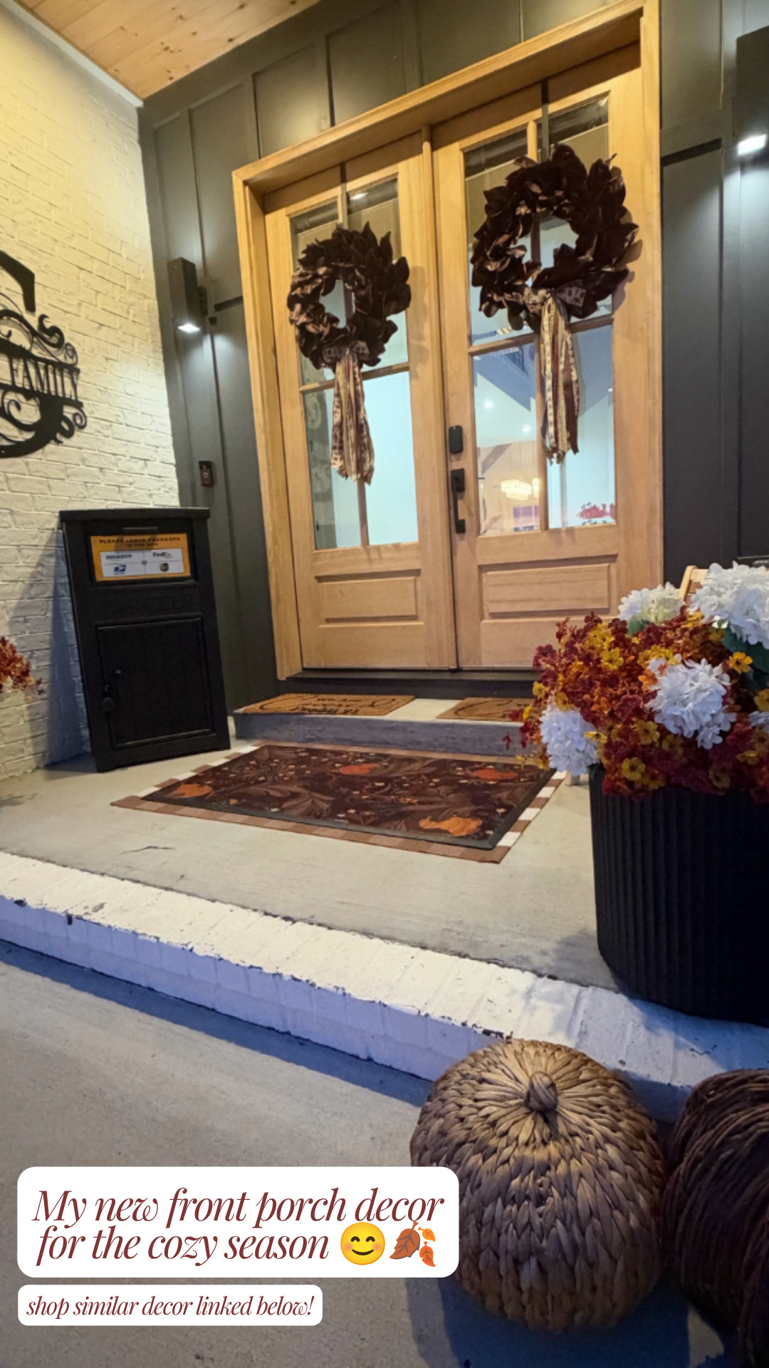Transforming your front entry with warm, welcoming autumn accents using early Prime Day deals makes coming home on crisp fall evenings feel so cozy! 🍂🏡

This cozy porch setup features my favorite fall decor staples: rich brown magnolia leaf door wreaths tied with ribbon, layered plaid and fall foliage doormats, a black parcel drop box for secure Prime package deliveries, textured ribbed planters filled with autumn flowers, and woven natural fiber decorative pumpkins.

Shop a similar look to my cozy front porch linked below! 🛒

Follow for more @OPERATION_NIKI on IG, TikTok, & Facebook

#FallDecor #PorchDecor #PrimeBigDealDays #EarlyPrimeDeals #OperationNiki #AmazonHome #AutumnVibes #CozySeason #FallPorch #ShoppingHaul 

 #LTKSeasonal #LTKHome