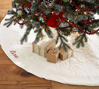 Scroll Quilted Velvet Tree Skirt | Pottery Barn (US)