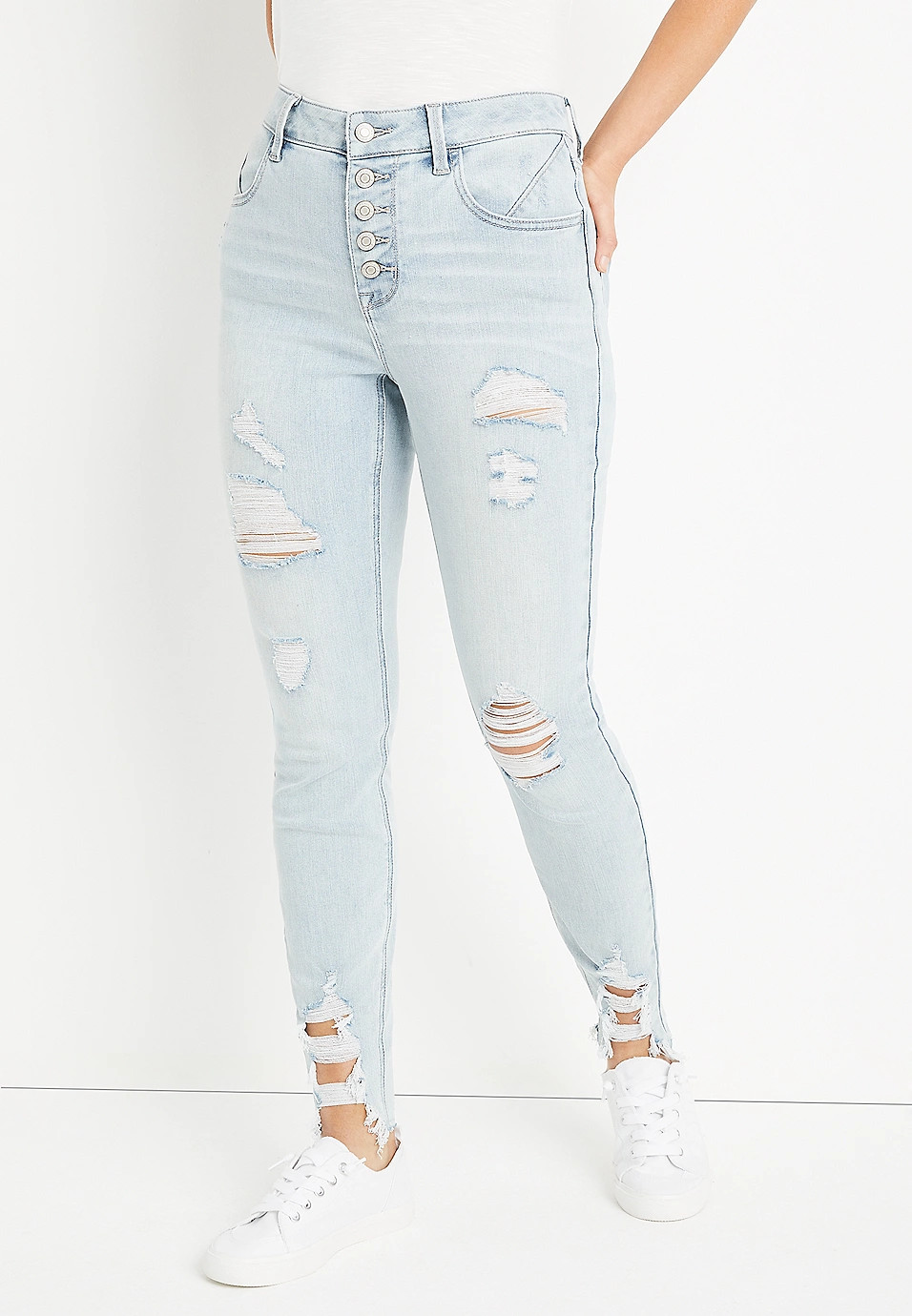 m jeans by maurices™ Cool Comfort High Rise Ripped Jegging | Maurices