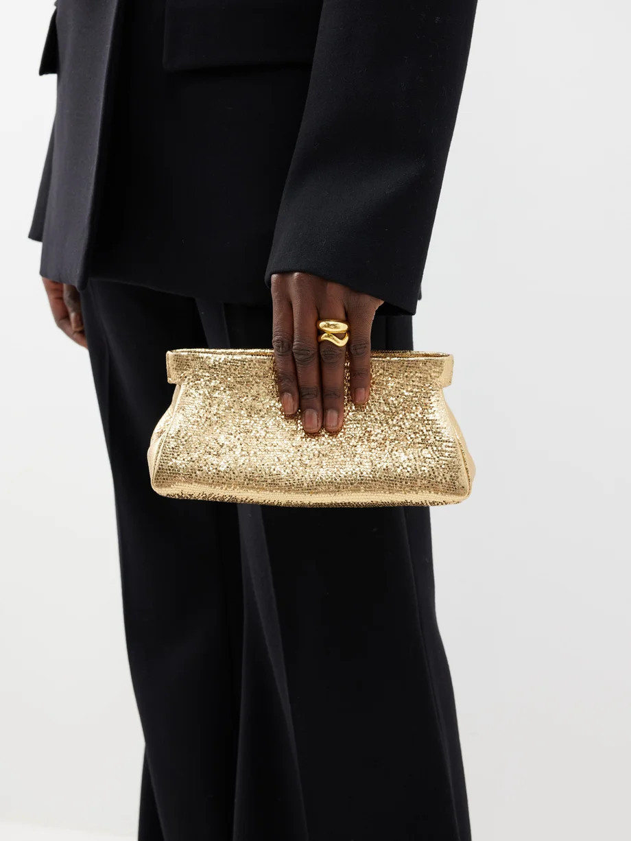 Cannes mini metallic-leather clutch bag | Matches (US)