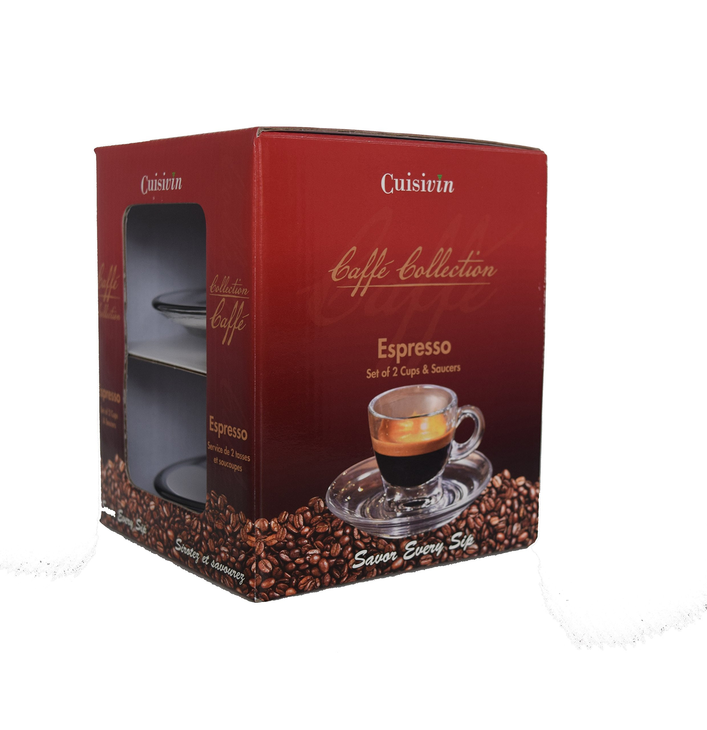 Cuisivin Caffé Collection Espresso 2.5 oz Cup and Saucer-gift box set (2 cups + 2 saucers) Drink... | Amazon (US)