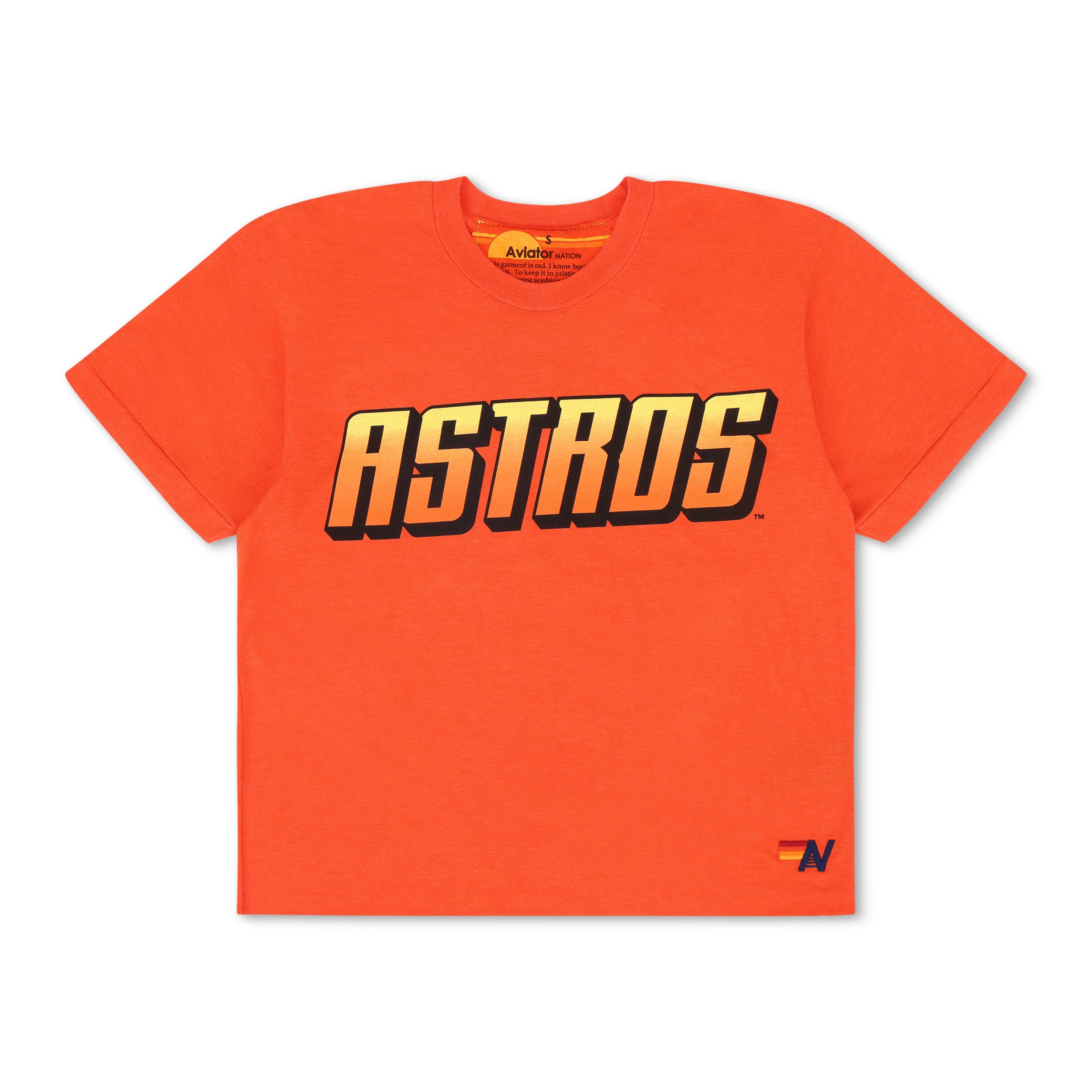 Women's Houston Astros  Aviator Nation x MLB Orange Cropped Boyfriend Tri-Blend T-Shirt | MLB Shop