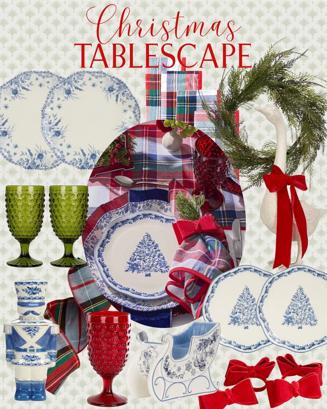 Christmas tablescape, Southern Living decor, Christmas decor 2025, Christmas blue and white decor, Christmas blue, red, and green decoration, Christmas table, dining room table decor, holiday decor 2025

#LTKFindsUnder50 #LTKHome #LTKSeasonal