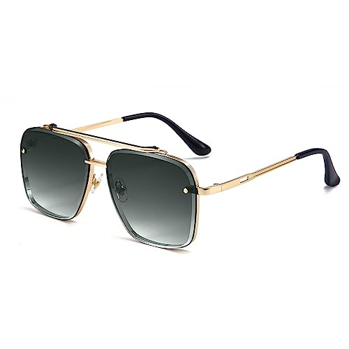 Dollger Square Aviator Sunglasses for Men and Women Fashion Metal Vintage Gradient Shades Sunglasses UV400 Protection | Amazon (US)