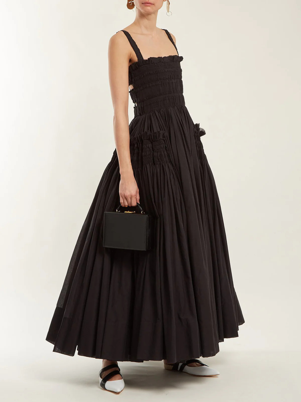 Shirred Pleated Cami Long Dress | Commense