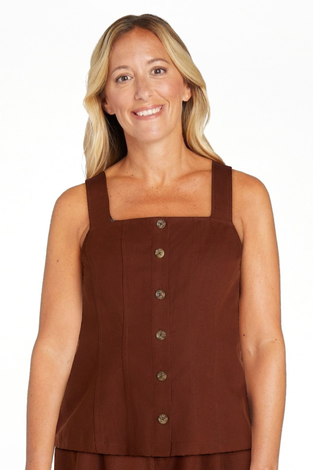 Time and Tru Women's Linen Blend Button Front Tank Top with Adjustable Straps, Sizes XS-XXXL | Walmart (US)
