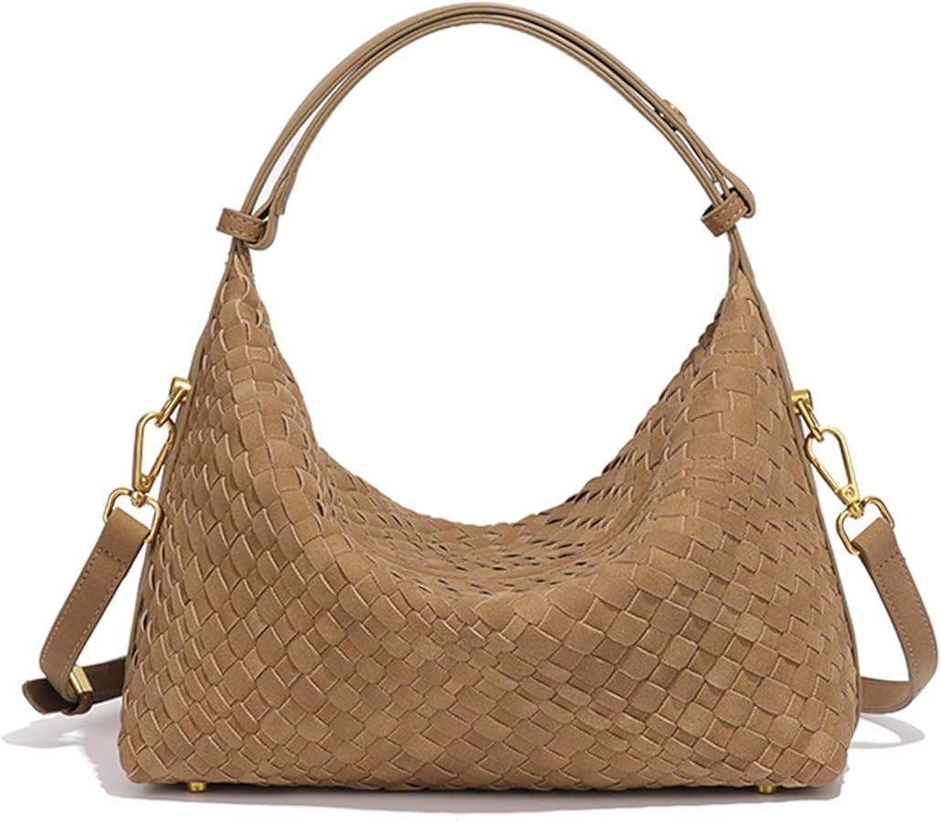 Woven Suede Shoulder Bag for Women, Upgraded Hobo Bag in a Roomier Size with Longer Handle and Ad... | Amazon (US)