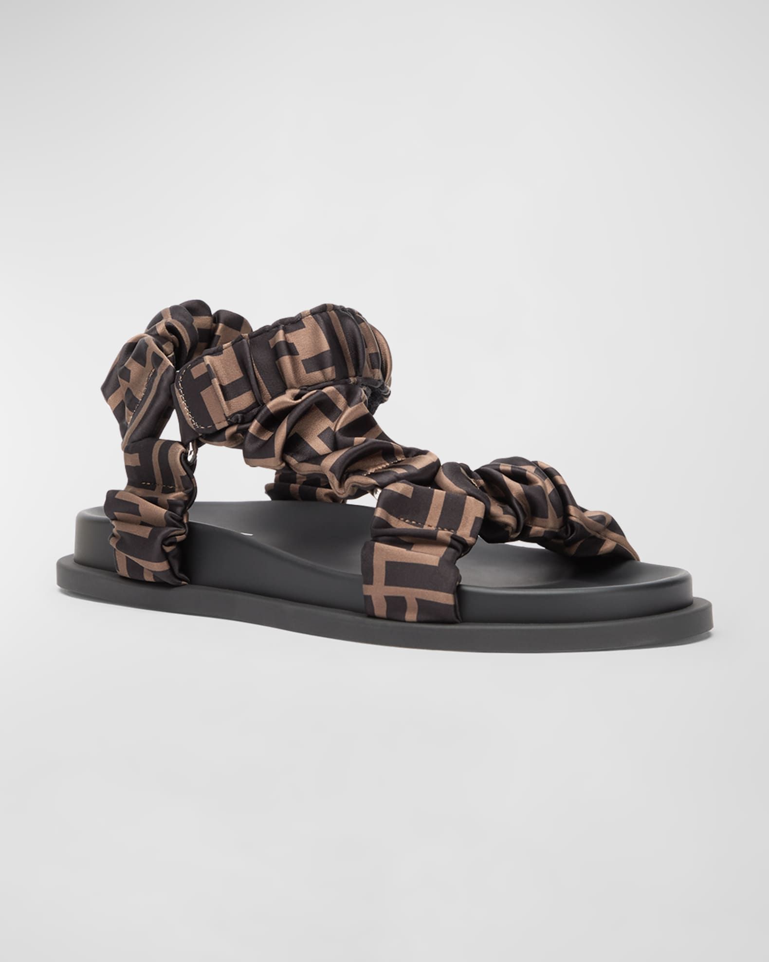 Fendi Ruched Logo Hiking Sporty Sandals | Neiman Marcus