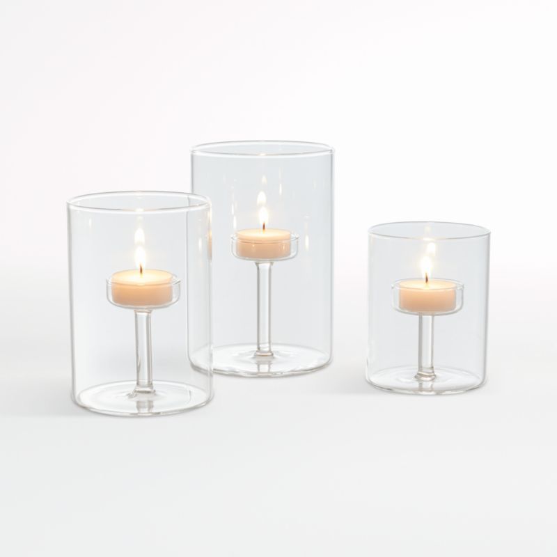 Elsa Glass Tealight Holders | Crate & Barrel | Crate & Barrel