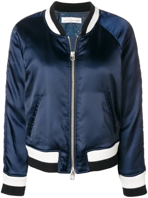 Golden Goosestripe detail bomber jacket | Farfetch (US)
