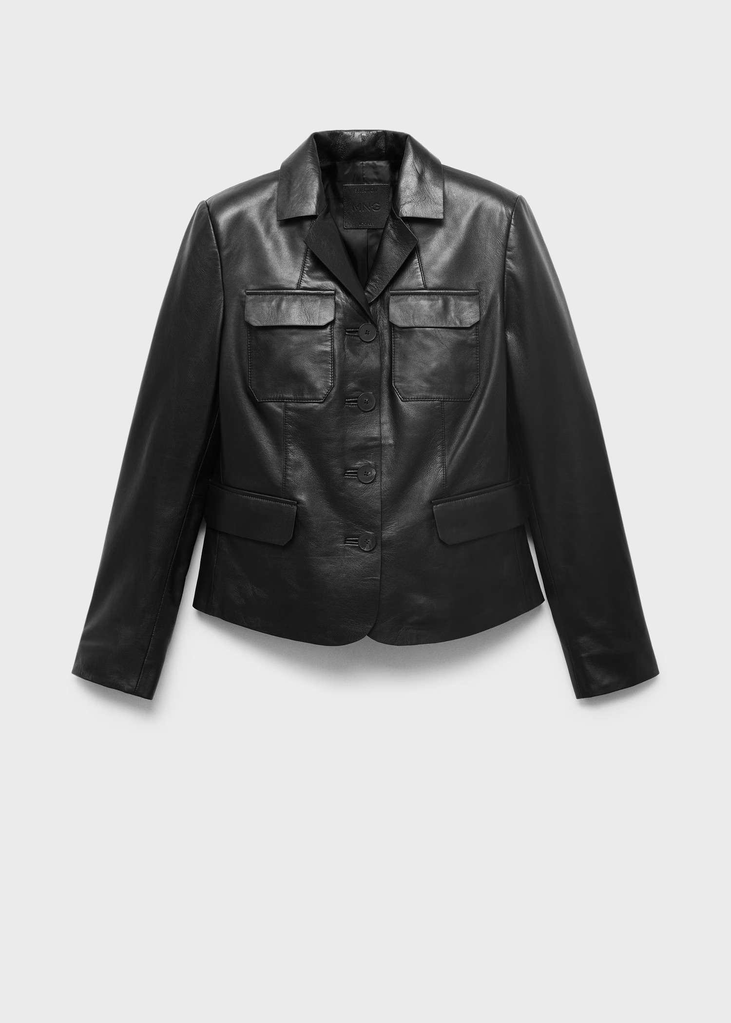 Leather jacket with flap pockets - Women | MANGO United Kingdom | MANGO (UK)