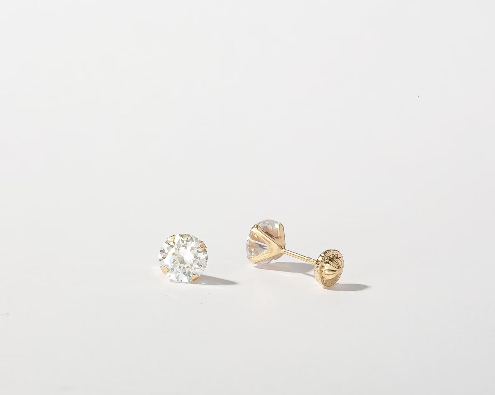 14K Solid Gold Stud Earring Studs Diamond Stud Earring - Etsy | Etsy (US)