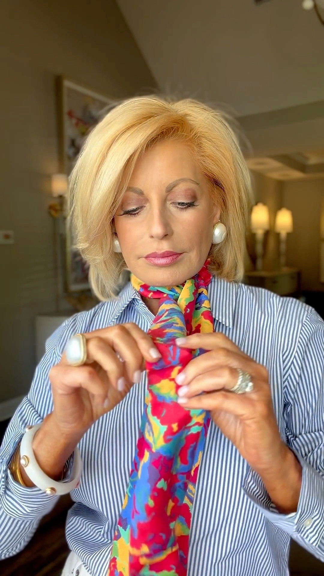 These are 100% silk bow scarves.  They’re so easy to add glam to a simple shirt 

#LTKMothersDay #LTKOver40 #LTKvlog
