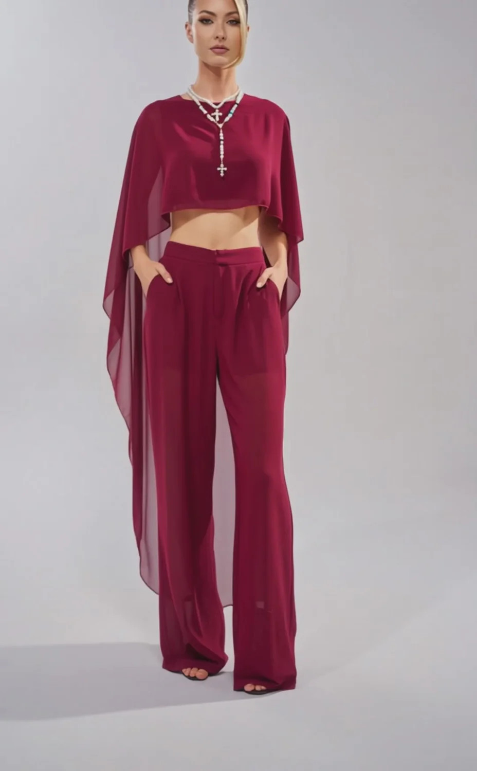 COOL GIRL CHIFFON BLOUSE IN BURGUNDY | AKIRA