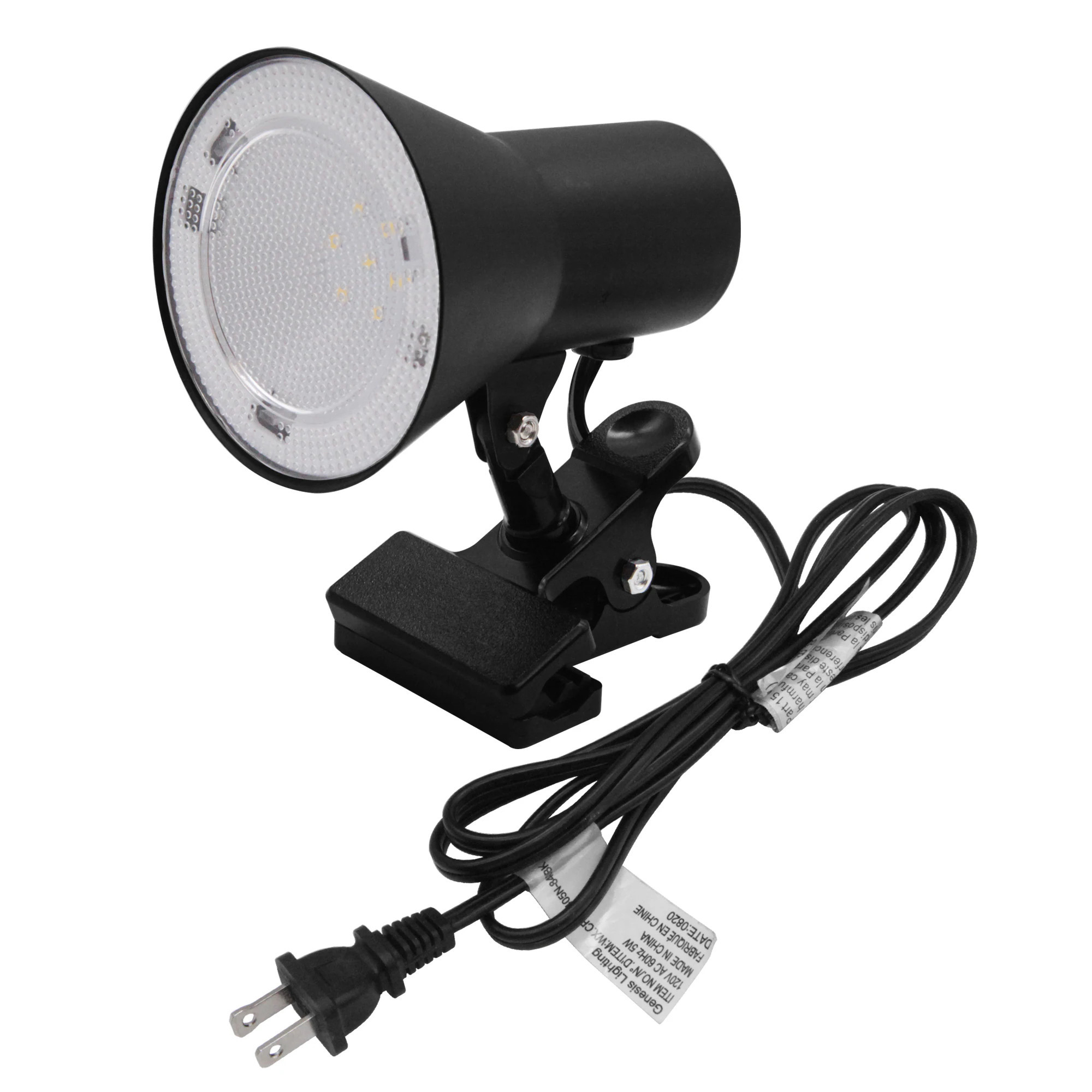 Lucere 5.5-in Adjustable Black Clip Desk Lamp with Metal Shade | CP010405N-840BK | Lowe's