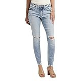 Silver Jeans Co. Women's Most Wanted Mid Rise Skinny Jeans, Light Wash ECF180, 25W x 27L | Amazon (US)