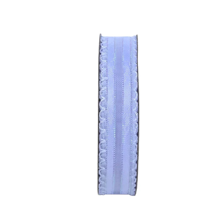 Gwen Studios 5/8" White Iridescent Satin Ribbon with Sheer Scallop Edge, 3 Yards | Walmart (US)