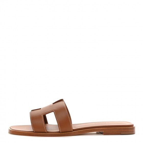 HERMES Box Calfskin Oran Sandals 37 Gold | FASHIONPHILE | Fashionphile