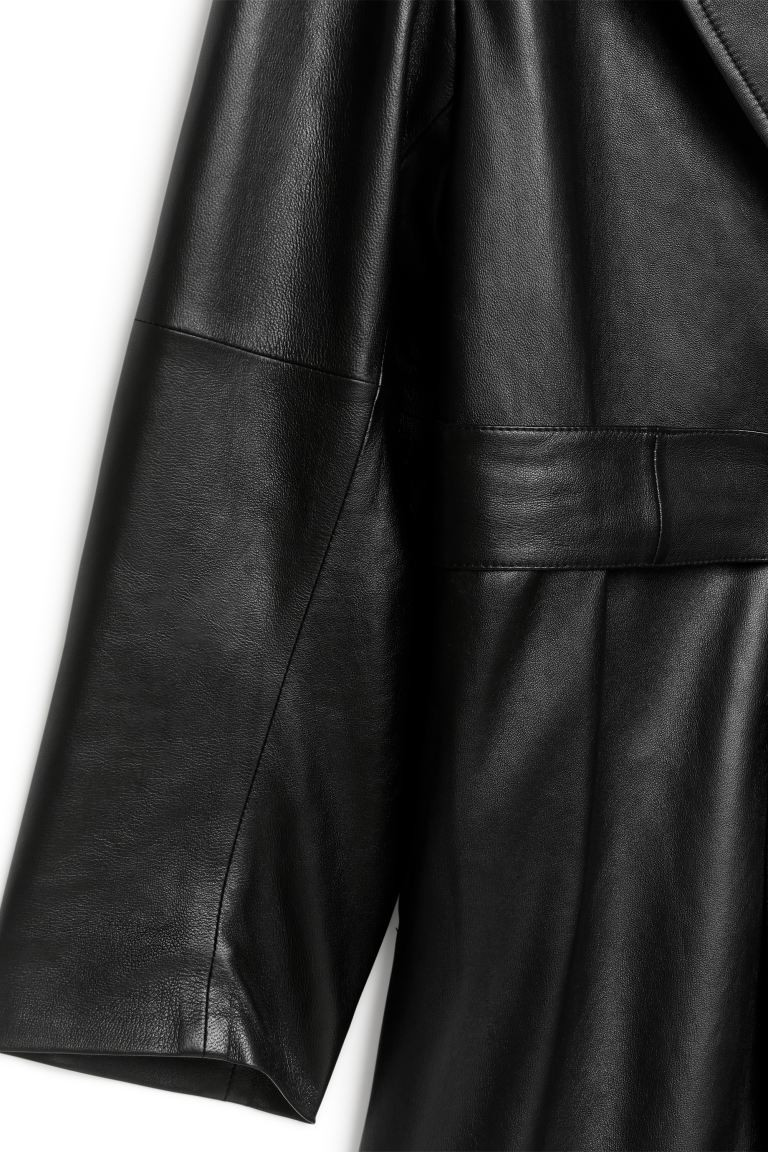 Belted Leather Coat - Black - Ladies | H&M GB | H&M (UK, MY, IN, SG, PH, TW, HK)