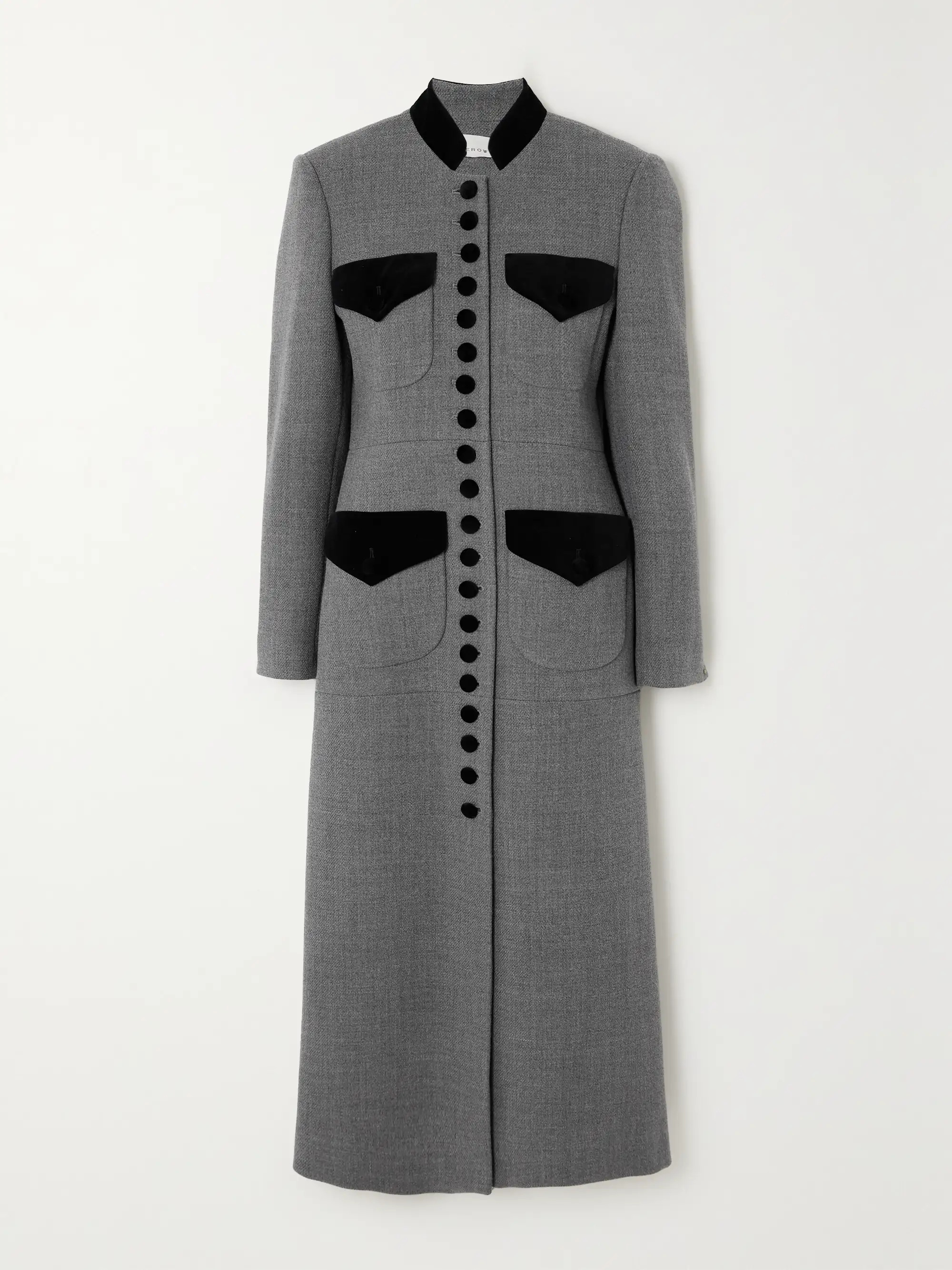 + NET SUSTAIN velvet-trimmed wool coat | NET-A-PORTER (UK & EU)