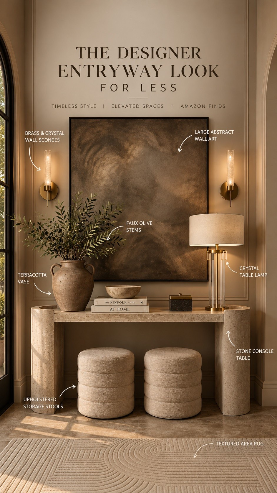 Designer entryway style without the designer price tag 🤎 These Amazon finds give that high-end, RH-inspired look with warm neutrals, luxe textures, and timeless details. 

#AmazonHome #AmazonFinds #EntrywayDecor #DesignerInspired #HomeDecor #LookForLess #NeutralHome #LuxuryHome

#LTKU #LTKHome #LTKdayinmylife