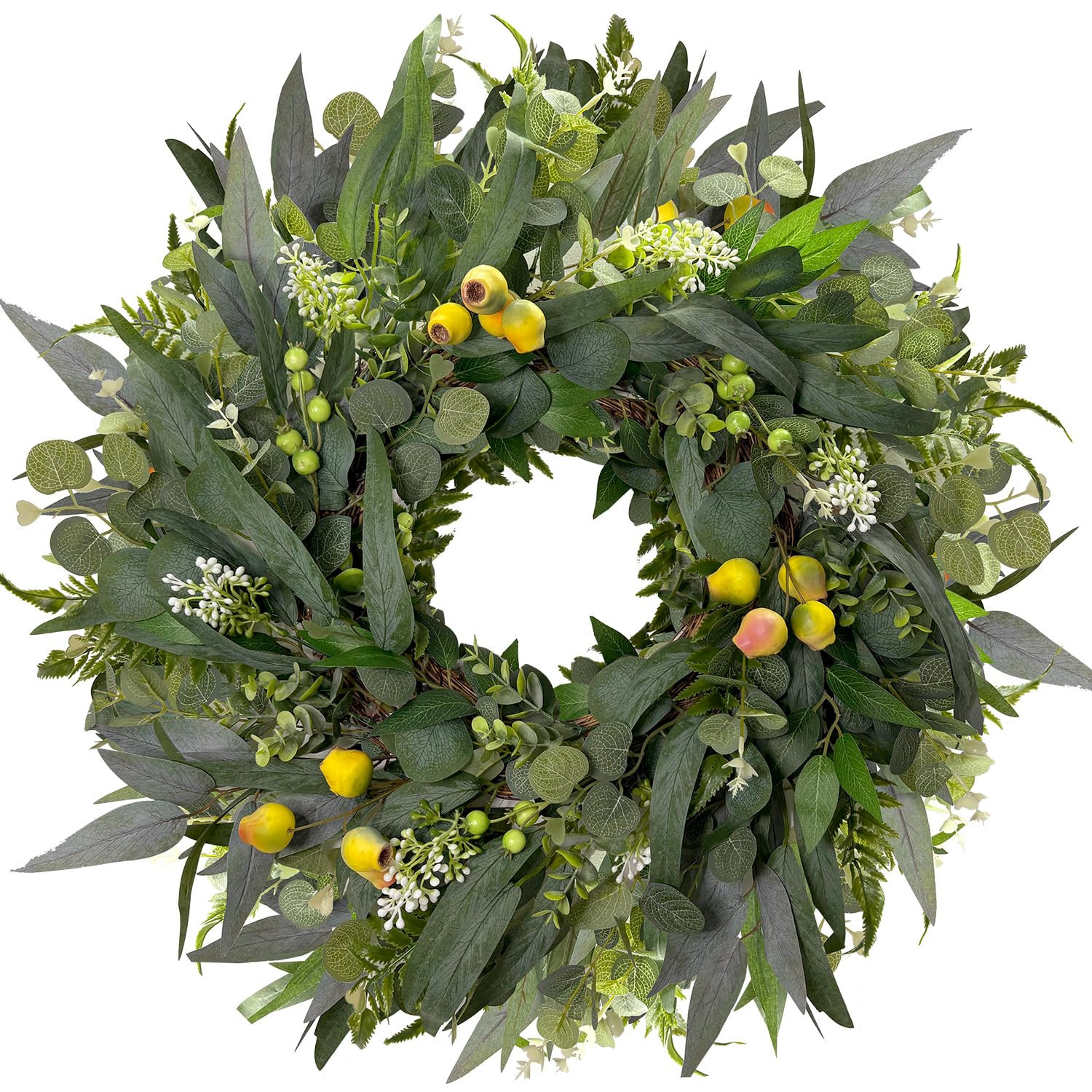 24 Inch Spring Eucalyptus Wreath for Front Door-Artificial Summer Greenery Wreaths Indoor Outdoor... | Amazon (US)