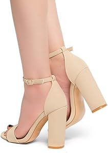 Herstyle Rosemmina Womens Open Toe Ankle Strap Chunky Block High Heel Dress Party Pump Sandals | Amazon (US)