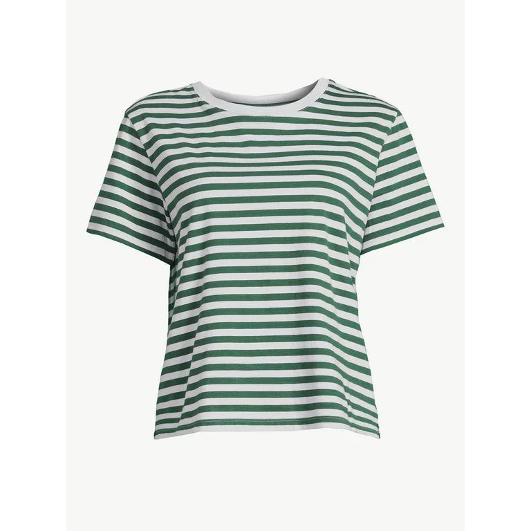 Free Assembly Women's Boxy Cropped Tee with Short Sleeves | Walmart (US)