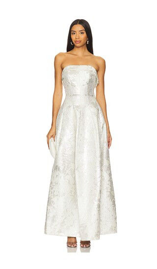 Octavia Strapless Gown in Silver | Revolve Clothing (Global)