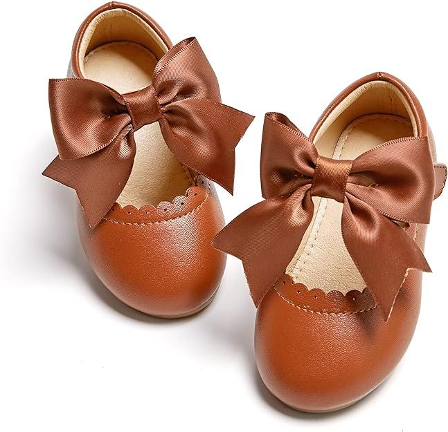 Kiderence Toddler Girl Shoe School Party Girls Flat Flower Girl Mary Jane Dress Shoes | Amazon (US)