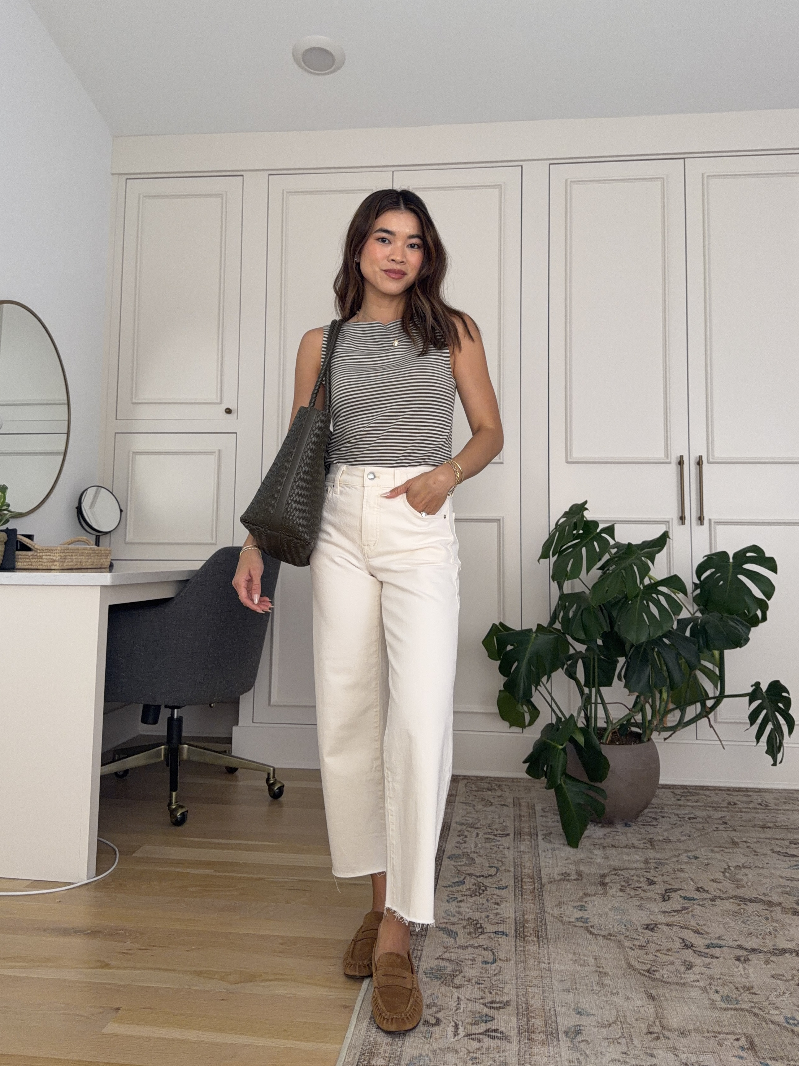 Are you looking for petite friendly summer denim? These @Madewell jeans fit my perfectly (I’m 5’2)!

Sizing info: 
•Madewell The Perfect Vintage Wide-Leg Crop Jean (Size 24 Petite in Vintage Canvas)
•Madewell Boatneck Sleeveless Sweater (Size XS in Ivory and Olive Mini Stripe)
•Madewell The Signature Woven Tote (In Faded Olive)
•Madewell The Ashley Ruched Loafer in Suede (In Aged Cognac)

Petite style, petite fashion, mom outfit, mom style, petite pants, petite outfit ideas, petite outfits, best pants for petite, petite denim, spring style, spring outfits, beach outfits, vacation outfits, wedding guest dress, summer outfit, madewell outfits, madewell jeans, madewell blouse, summer top,

#LTKootd #LTKSeasonal #LTKPetite