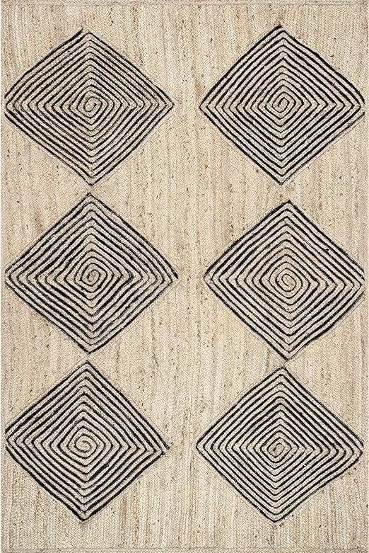 Rugs USA x Arvin Olano Axel Diamond Jute Area Rug, 4' x 6', Natural | Amazon (US)