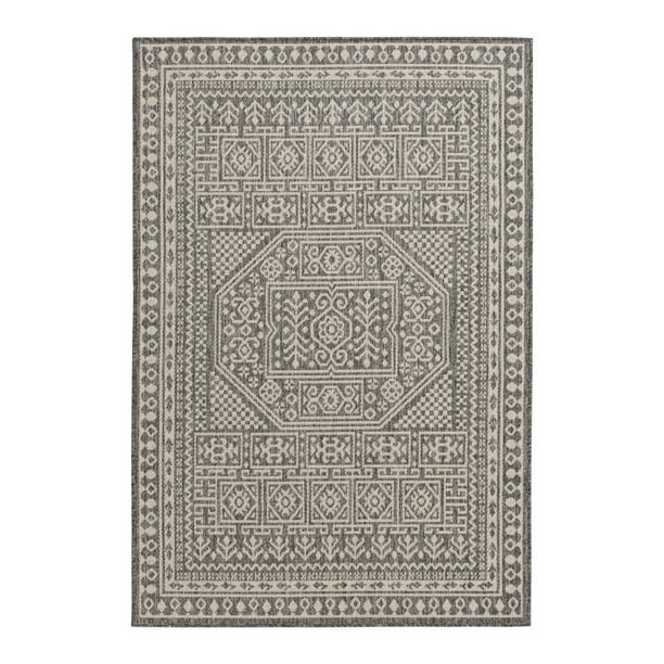 Mainstays 5'x7' Grey Medallion Outdoor Area Rug | Walmart (US)