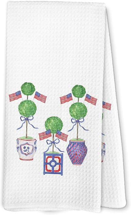 4th of July Patriotic Kitchen Towels, Chinoiserie Decor Tea Dish Hand Towels for Kitchen, Grandmi... | Amazon (US)