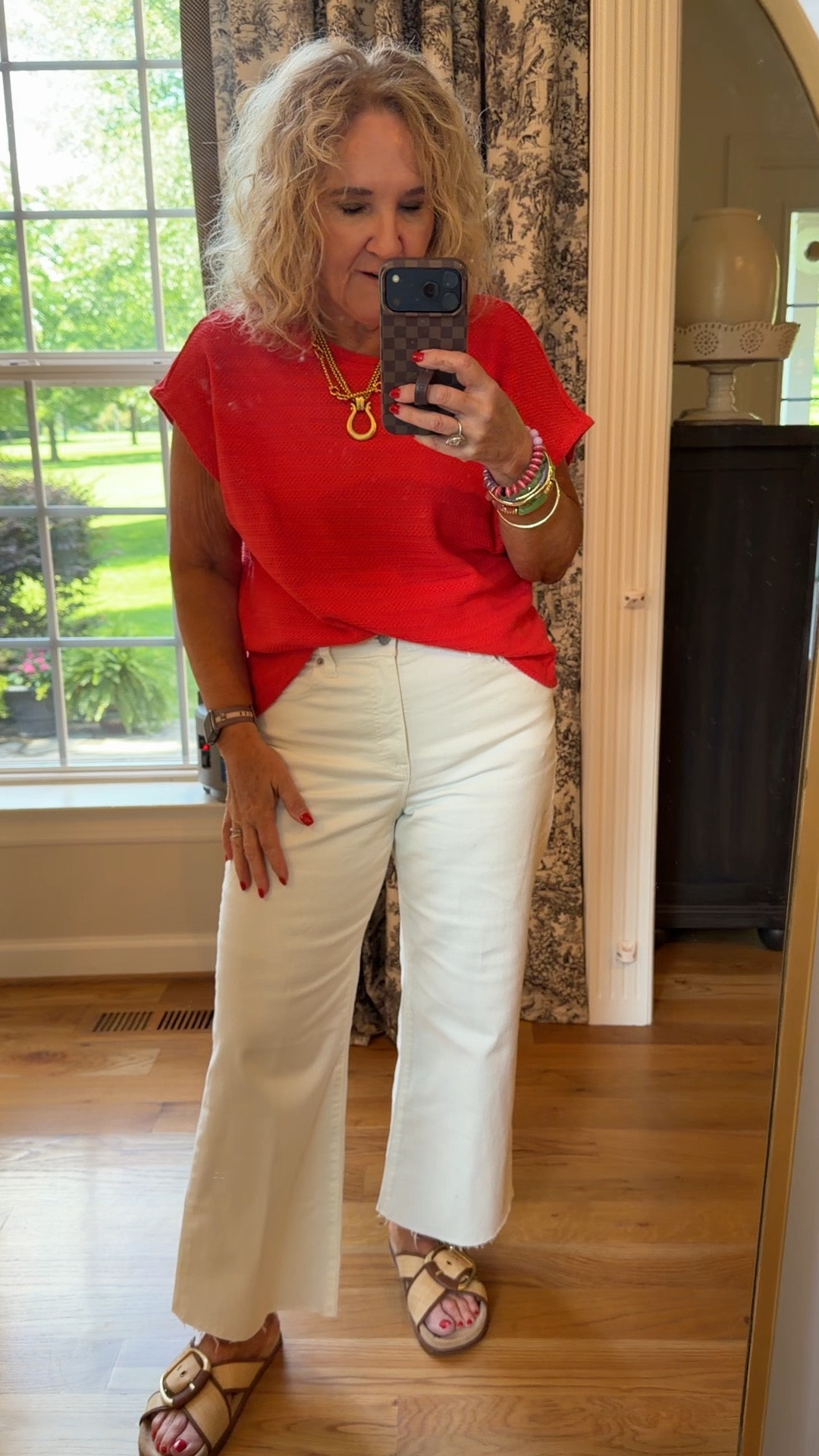 Sweater size medium 
Jeans size 28 reg 
20% off my bracelets code NANETTE20

#LTKSaleAlert #LTKOver40 #LTKootd
