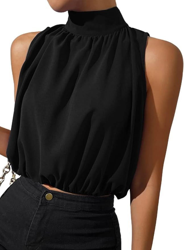 SOLY HUX Womens Halter Tops Sleeveless High Neck Summer Crop Tops Dressy Casual Blouses | Amazon (US)