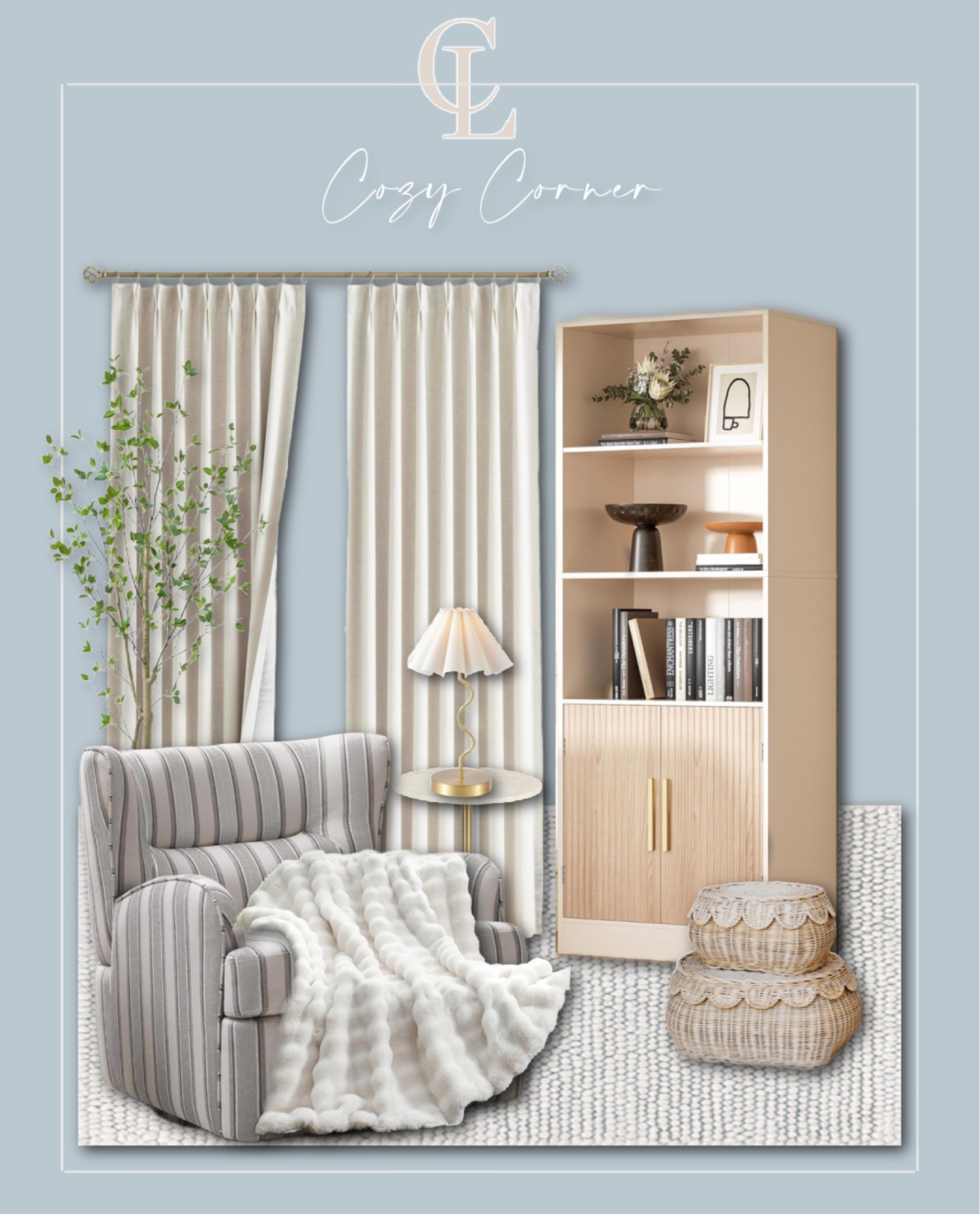 Because everyone deserves a quiet place where they can relax, even if it’s just a small area in your room! This cozy corner setup is perfect for reading, relaxing or enjoying hobbies.

Home decor, cozy corner, lounge chair, bookcase, amazon, basket, side table, lamp, rug, curtains, faux tree 

#LTKStyleTip #LTKMostLoved #LTKHome