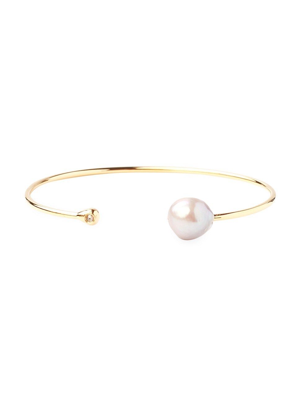 Chan Luu 18K Gold Plated, Diamond &amp; Freshwater Pearl Cuff Bracelet | Saks Fifth Avenue