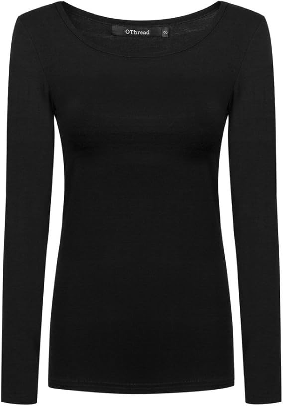 OThread & Co. Women's Long Sleeve T-Shirt Scoop Neck Basic Layer Stretchy Shirts | Amazon (US)
