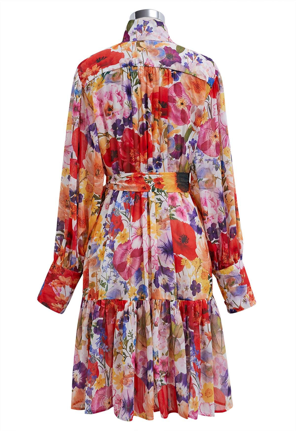 Garden Symphony Tie Waist Chiffon Dress | Chicwish