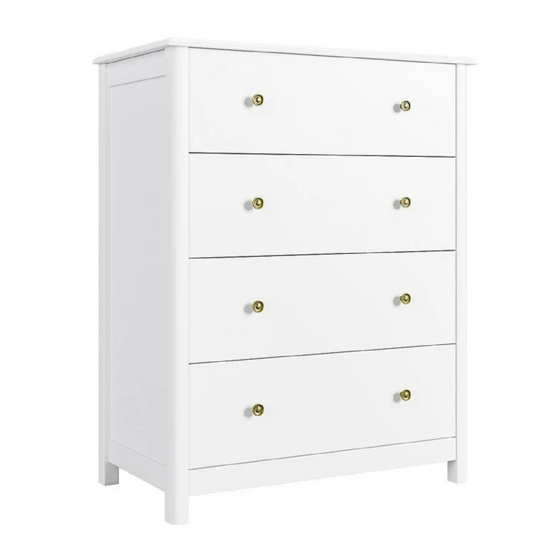 Homfa Horizontal White Dresser with 4 Drawer - 29" L x 15.7" W x 37" H, Wide Chest of Drawers wit... | Walmart (US)