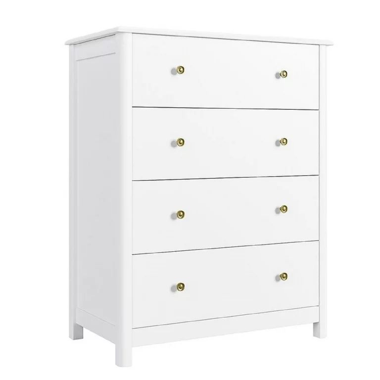 Homfa Horizontal White Dresser with 4 Drawer - 29" L x 15.7" W x 37" H, Wide Chest of Drawers wit... | Walmart (US)