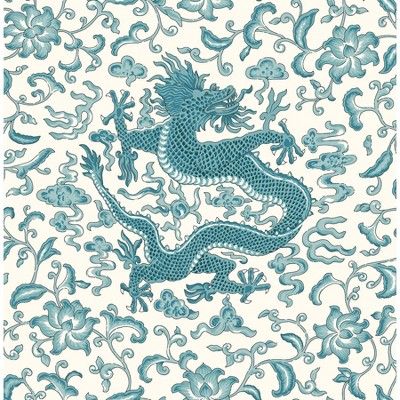 Brewster Peacock Chi'en Dragon Scalamandre Self Adhesive Wallpaper | Target