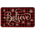 Smile Snowflake Believe Red Buffalo Check Plaid Christmas Doormat 17 x 29 Inch, Low-Profile Winte... | Walmart (US)