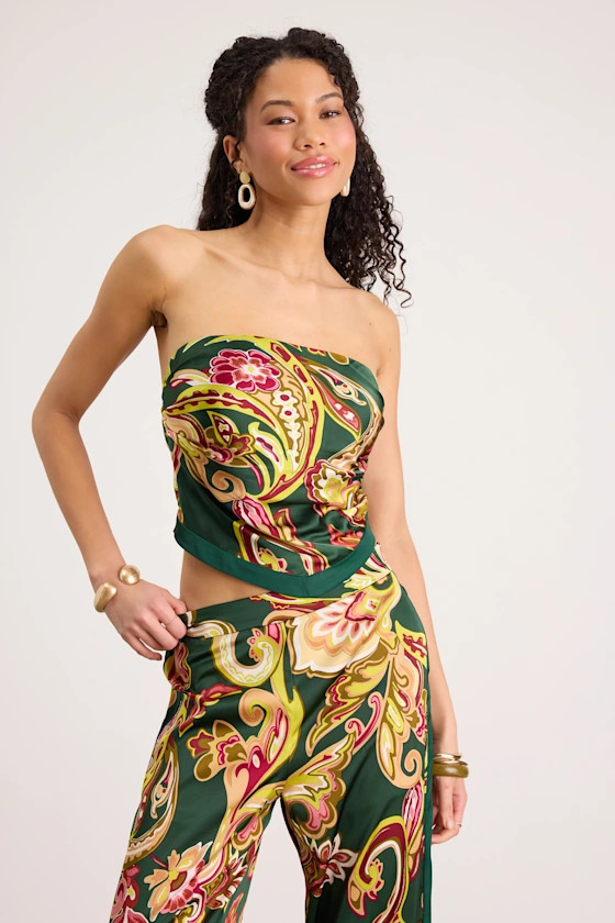 Marissa Green Boho Satin Tie-Back Two-Piece Jumpsuit | Lulus