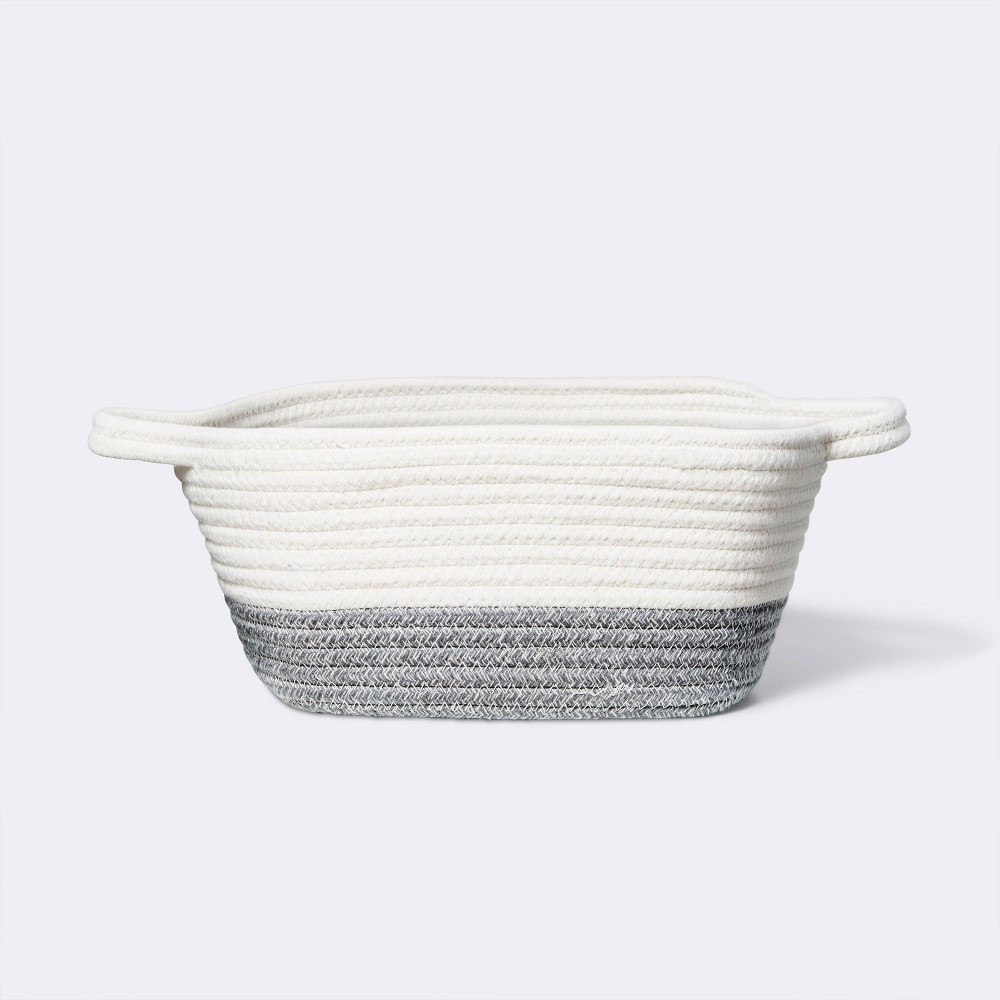 Square Coiled Rope Bin with Color Band - Cloud Island Gray | Target