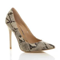 Heels | High Stiletto Heel  Faux Leather Court Shoes | AJVANI | Debenhams UK