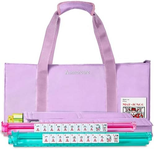 American Mahjong Tiles Set, 166 White Tiles, 4 Color Racks & Pushers, Complete Western Mahjong Se... | Amazon (US)