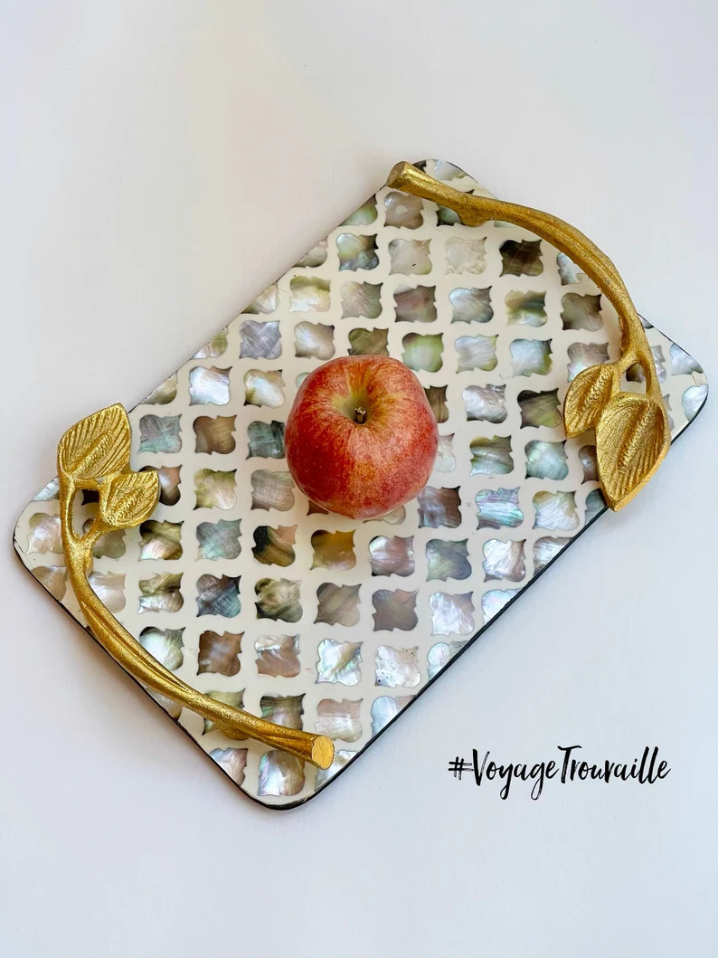 Handmade Mother of Pearl Rectangular Hors D’Oeuvres Serving Tray Party Platter Table Decoration... | Etsy (US)