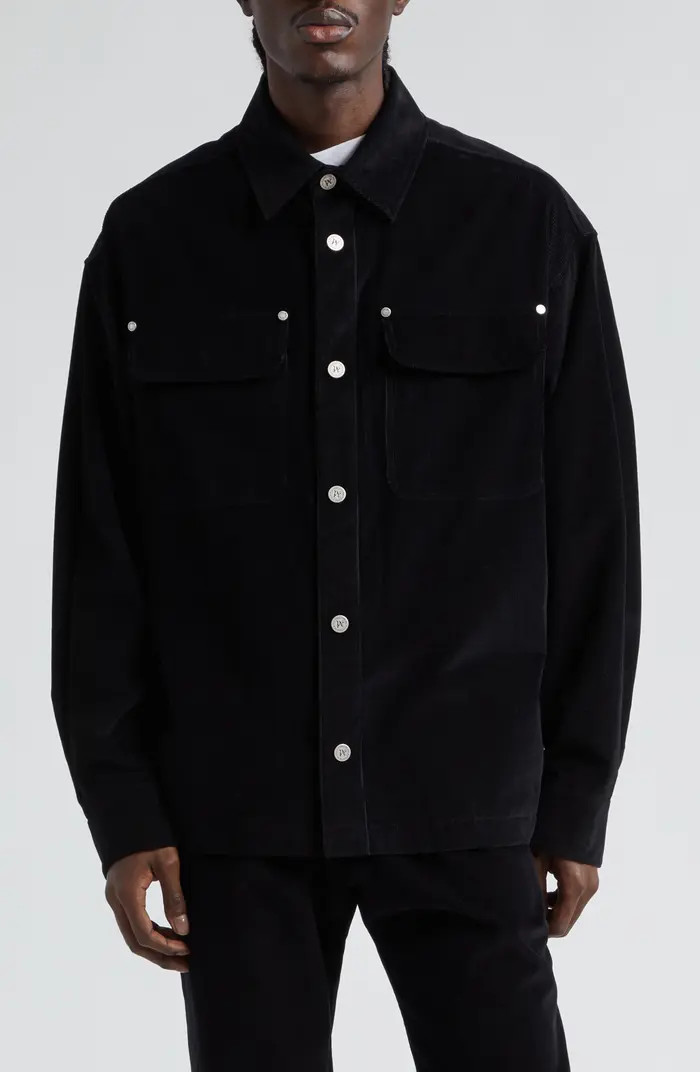 Palm Angels Black Velvet Snap-Up Overshirt | Nordstrom | Nordstrom